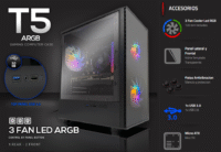 Gabinete Gamer Sentey T5 Vidrio Templado/Lat/Front 3Fan ARGB (T5BLK-SF)