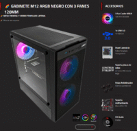 Gabinete Gamer Sentey M12 Vidrio Templado/Lat/Front Mesh 3Fan ARGB (M12BLK-SF)